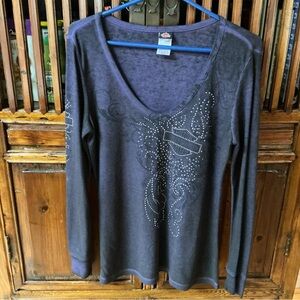 Embellished Purple Long Sleeve Top Large